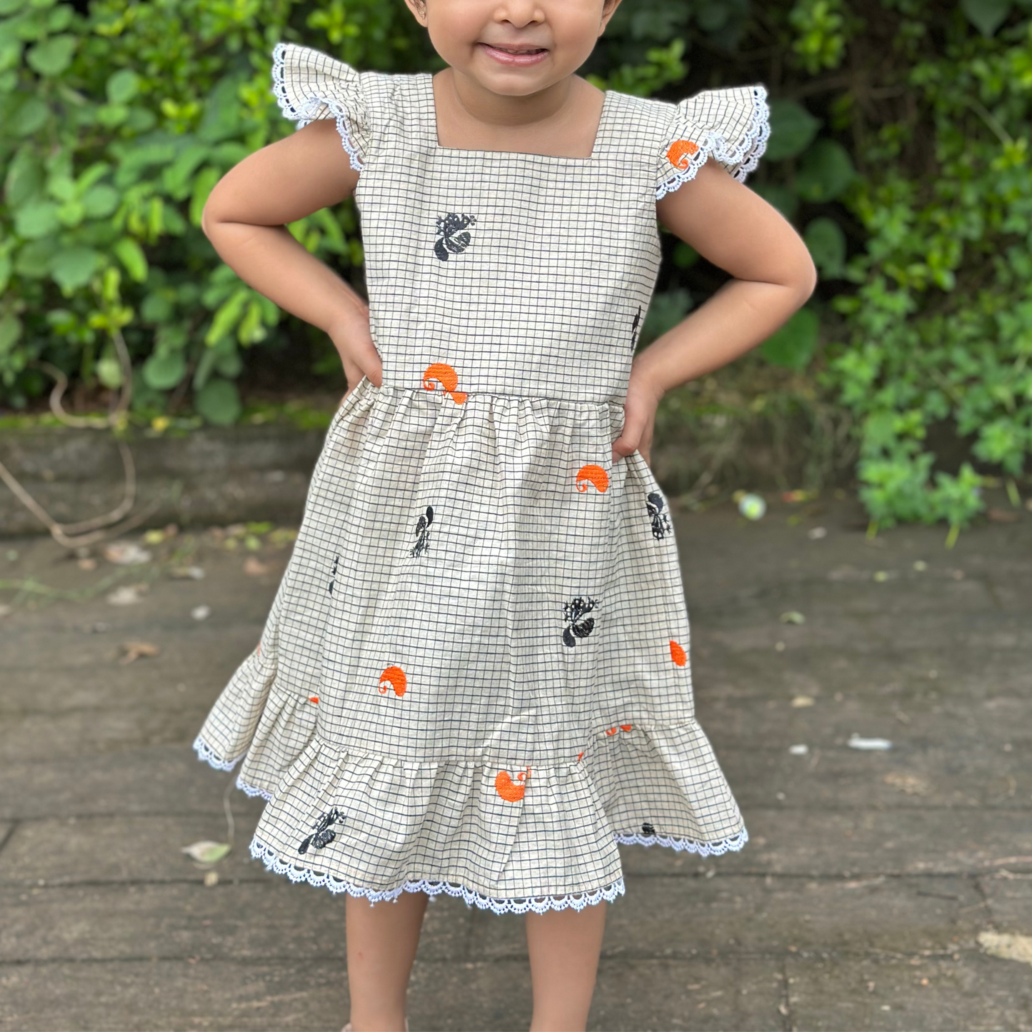 Gingham Peacock Dress