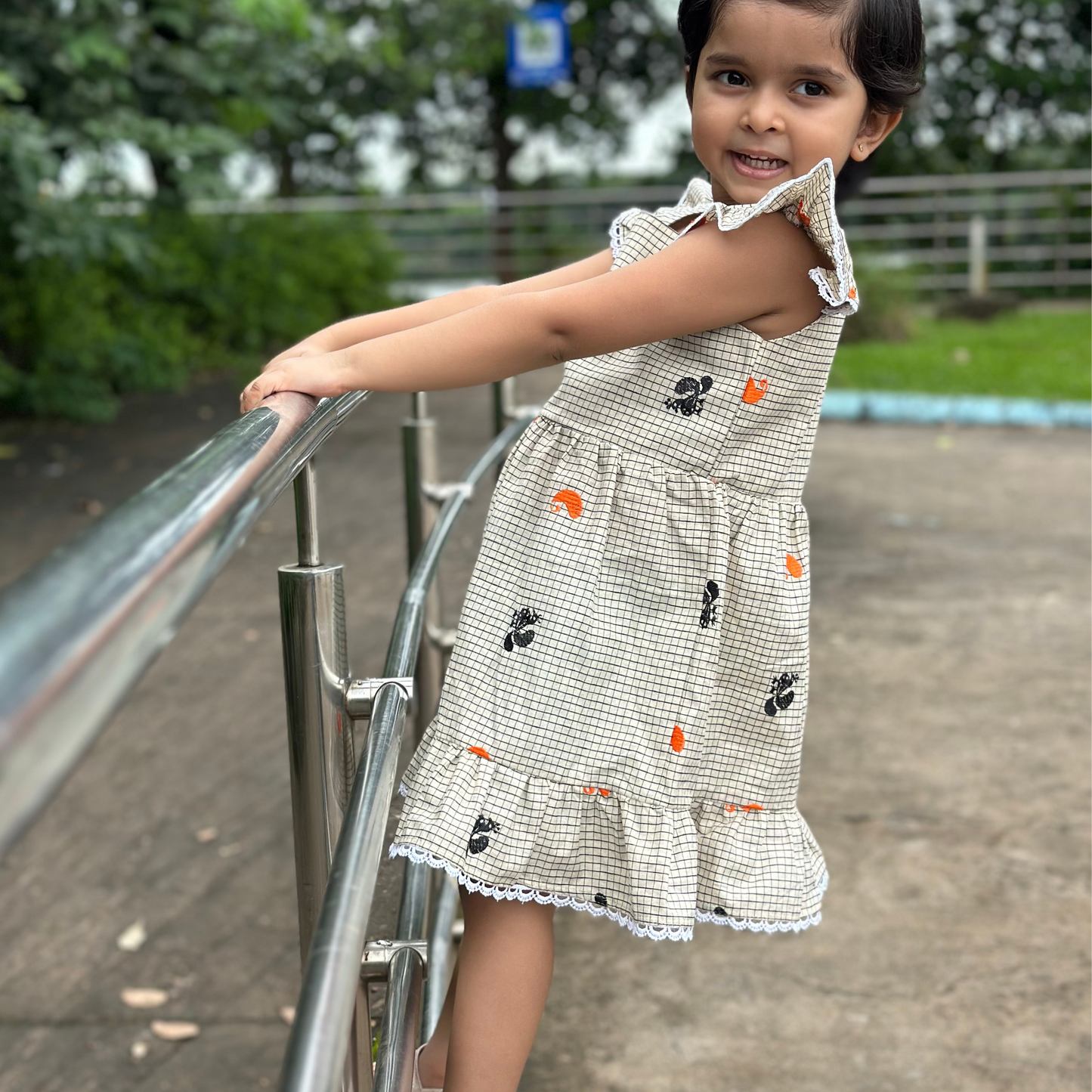 Gingham Peacock Dress