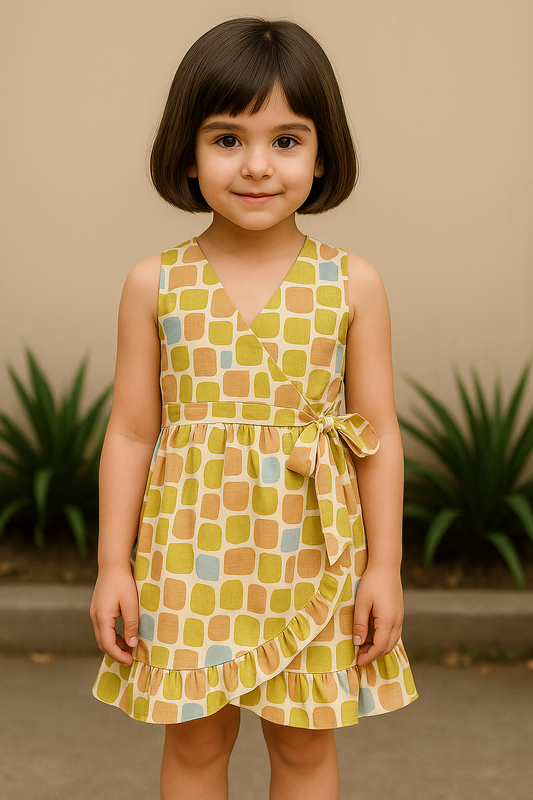Geometric Garden Wrap Dress